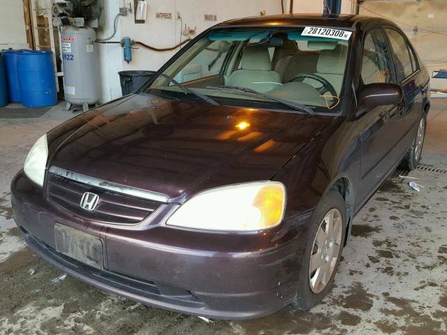 1HGES26771L020215 - 2001 HONDA CIVIC EX იასამნისფერი ფოტო 2