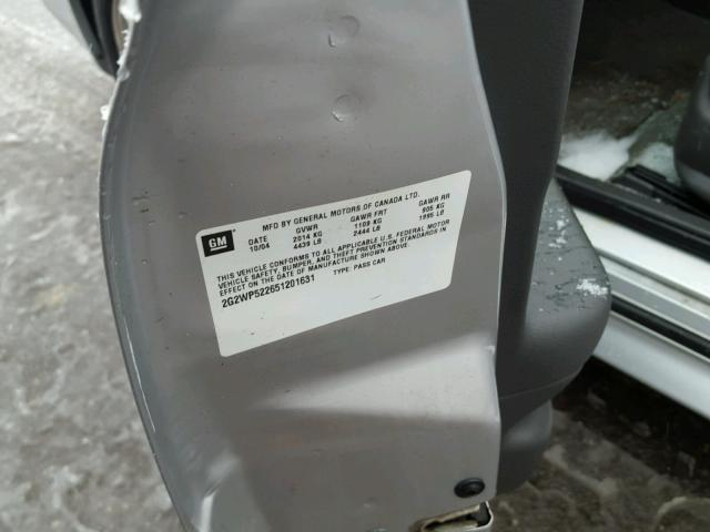 2G2WP522651201631 - 2005 PONTIAC GRAND PRIX SILVER photo 10