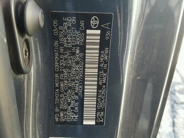 JTKDE177X50052778 - 2005 TOYOTA SCION TC 绿色 照片 10