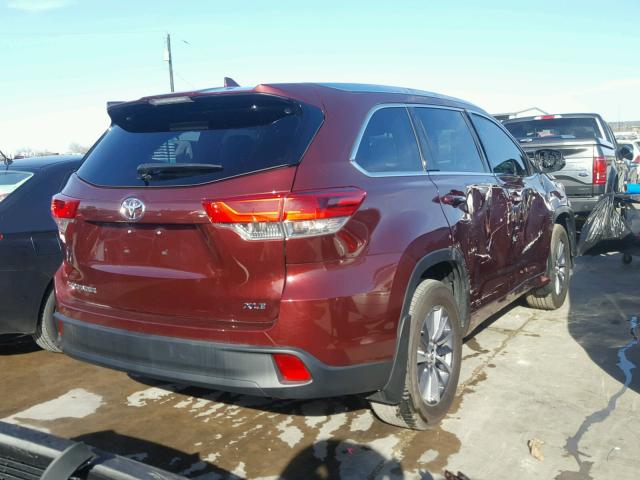 5TDKZRFH4HS216815 - 2017 TOYOTA HIGHLANDER MAROON photo 4