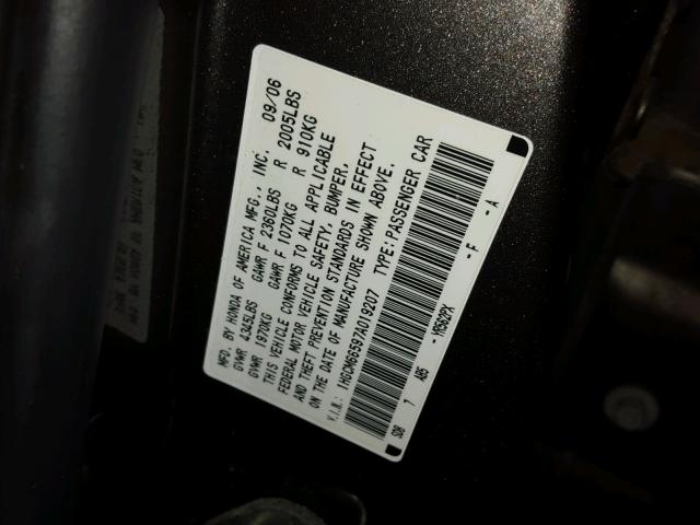 1HGCM66597A019207 - 2007 HONDA ACCORD EX GRAY photo 10