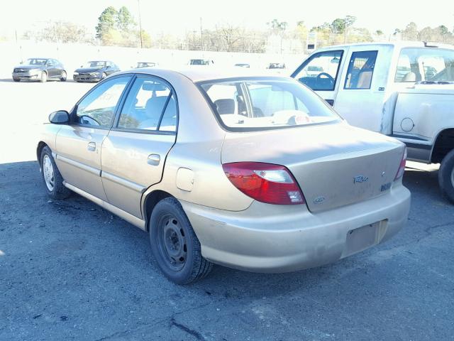 KNADC123226191391 - 2002 KIA RIO GOLD photo 3