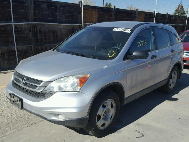 5J6RE4H38AL007089 - 2010 HONDA CR-V LX SILVER photo 2