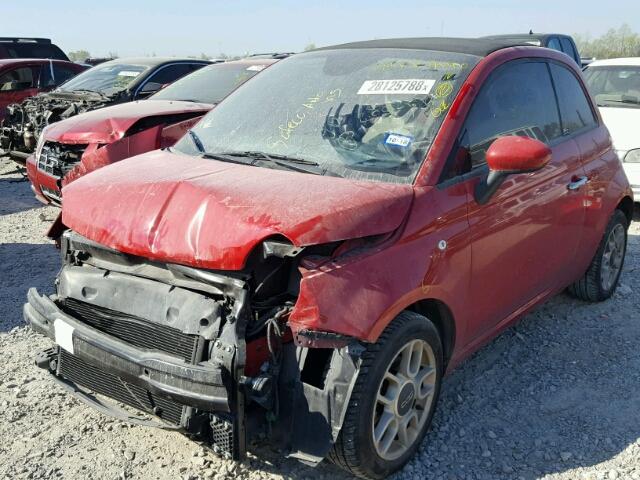 3C3CFFDR6FT507752 - 2015 FIAT 500 POP RED photo 2