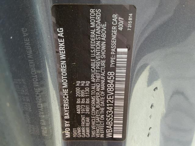 WBABS53412EV88458 - 2002 BMW 330 CI GRAY photo 10