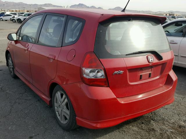 JHMGD38687S058187 - 2007 HONDA FIT S RED photo 3