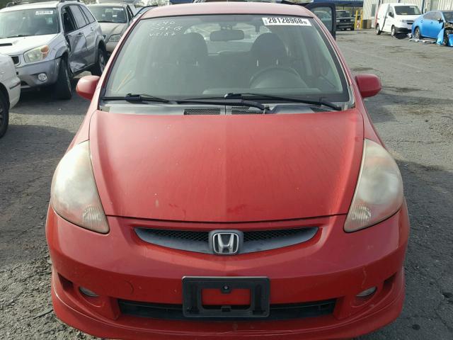 JHMGD38687S058187 - 2007 HONDA FIT S RED photo 9