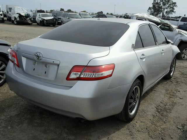 4T4BF3EK0BR190706 - 2011 TOYOTA CAMRY BASE SILVER photo 4