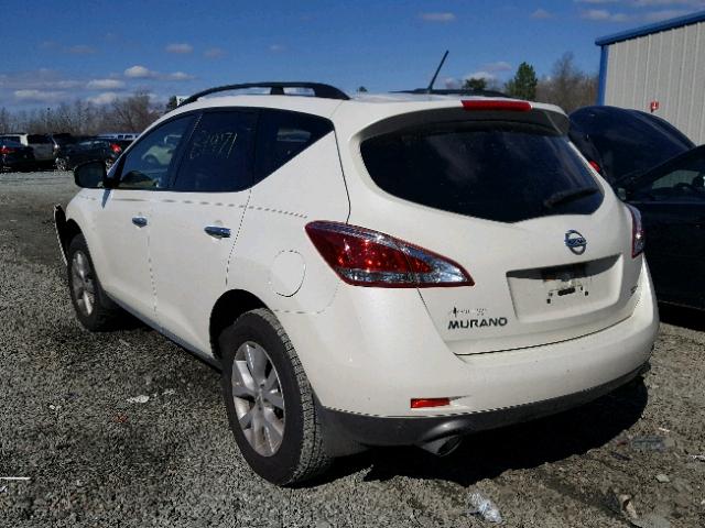 JN8AZ1MU6CW122140 - 2012 NISSAN MURANO S WHITE photo 3