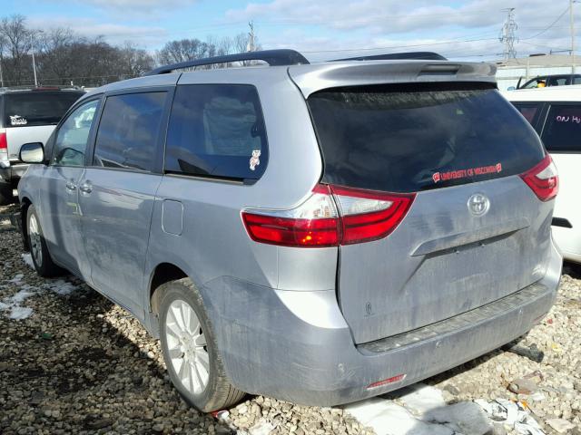 5TDDK3DC5FS117824 - 2015 TOYOTA SIENNA XLE SILVER photo 3