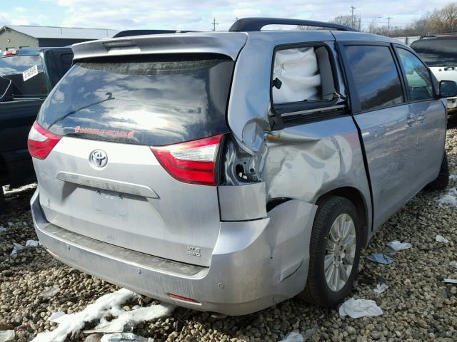 5TDDK3DC5FS117824 - 2015 TOYOTA SIENNA XLE SILVER photo 4