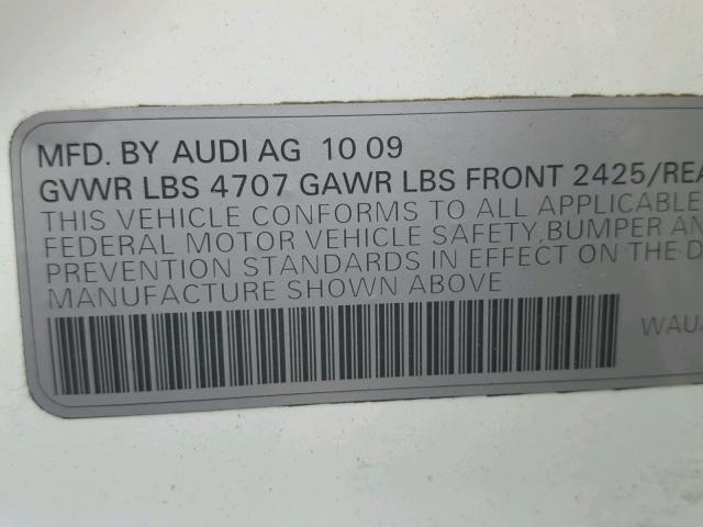 WAUAFAFL0AN029526 - 2010 AUDI A4 PREMIUM WHITE photo 10