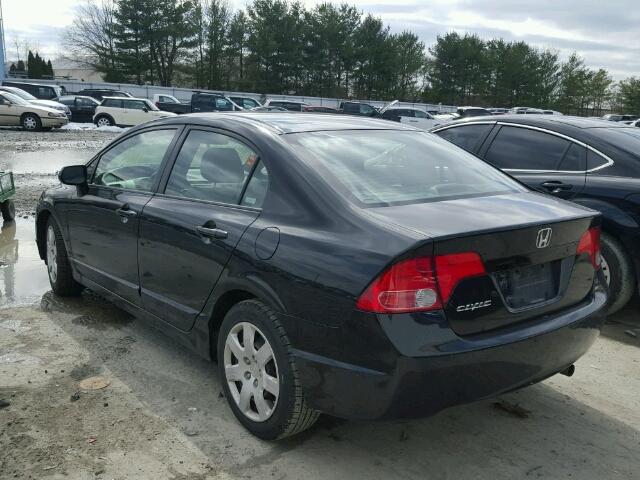 2HGFA16598H321639 - 2008 HONDA CIVIC LX BLACK photo 3