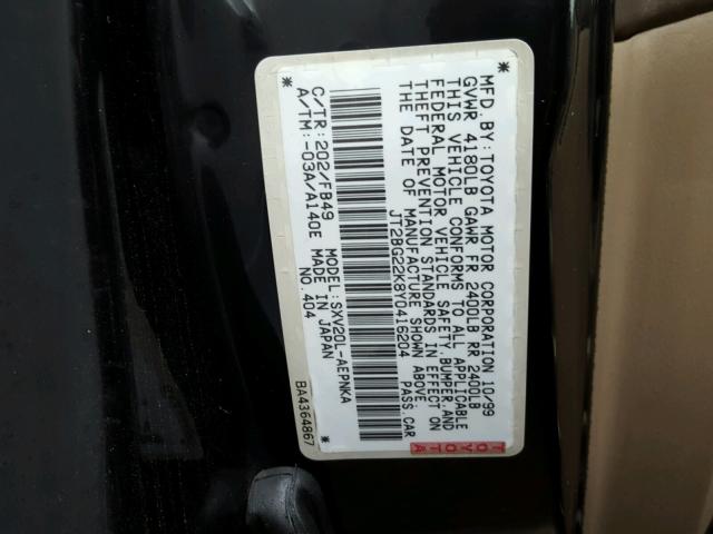 JT2BG22K8Y0416204 - 2000 TOYOTA CAMRY CE BLACK photo 10