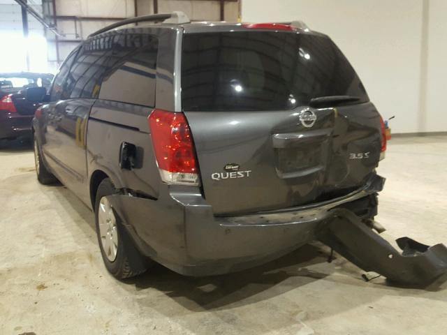 5N1BV28U16N122631 - 2006 NISSAN QUEST S CHARCOAL photo 3