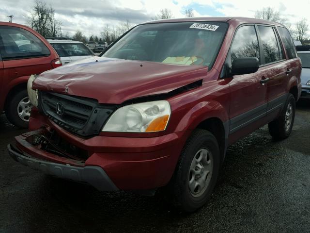 2HKYF18174H573975 - 2004 HONDA PILOT LX RED photo 2