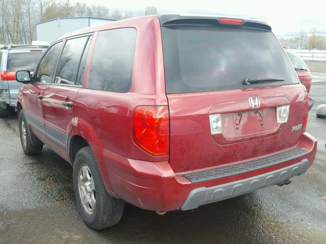 2HKYF18174H573975 - 2004 HONDA PILOT LX RED photo 3