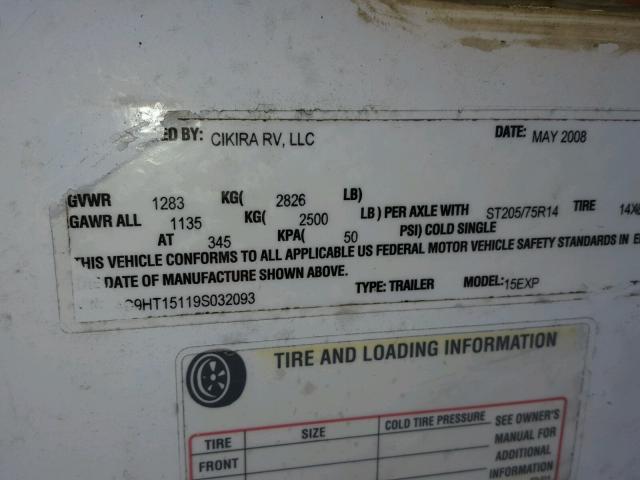 4C9HT15119S032093 - 2009 MISC SLIDE CAMP Бежевий фото 10