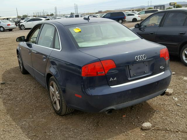 WAUDF78E86A139043 - 2006 AUDI A4 2.0T QU BLUE photo 3