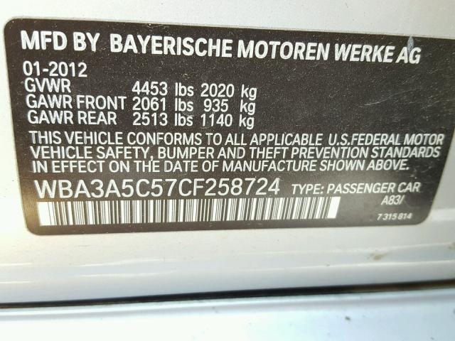 WBA3A5C57CF258724 - 2012 BMW 328 I SILVER photo 10