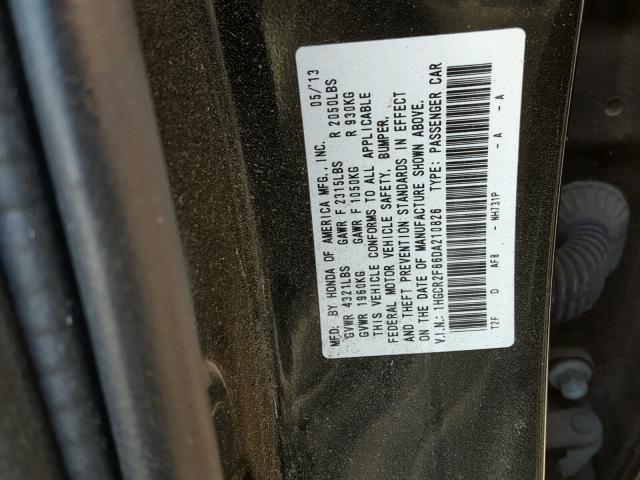 1HGCR2F86DA210826 - 2013 HONDA ACCORD EXL BLACK photo 10