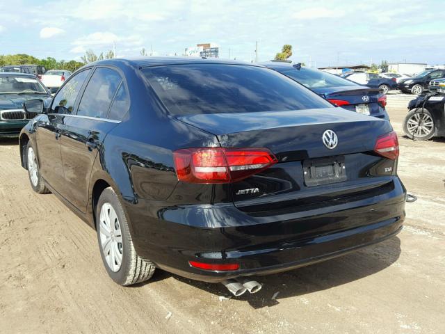 3VW2B7AJ3HM303993 - 2017 VOLKSWAGEN JETTA S BLACK photo 3