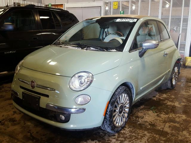 3C3CFFER5CT340696 - 2012 FIAT 500 LOUNGE GREEN photo 2