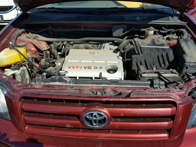 JTEEP21A640022431 - 2004 TOYOTA HIGHLANDER RED photo 7