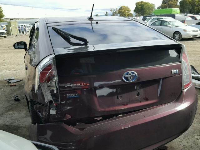 JTDKN3DU6D5592795 - 2013 TOYOTA PRIUS BROWN photo 3