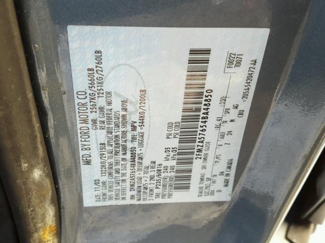 2FMZA57654BA48850 - 2004 FORD FREESTAR S BLUE photo 10