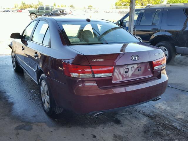 5NPET46F18H362014 - 2008 HYUNDAI SONATA GLS BURGUNDY photo 3