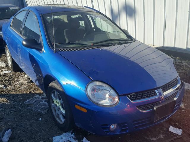 1B3ES56C45D185203 - 2005 DODGE NEON SXT BLUE photo 1