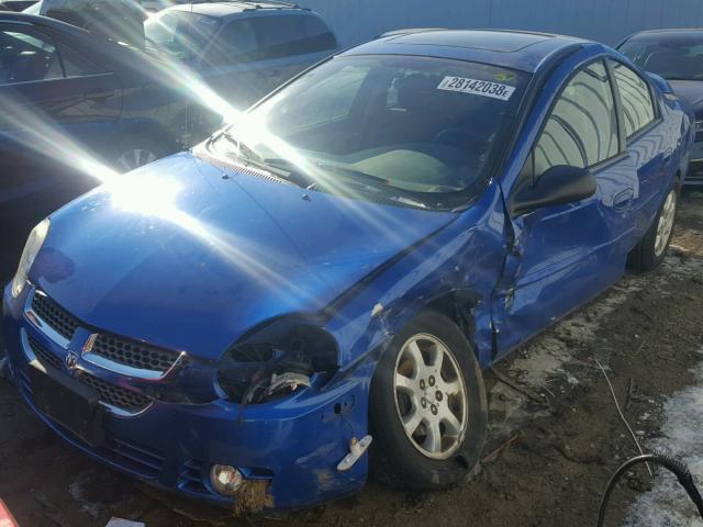 1B3ES56C45D185203 - 2005 DODGE NEON SXT BLUE photo 2