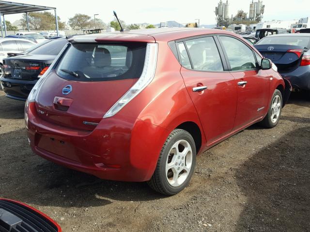 JN1AZ0CP0BT004394 - 2011 NISSAN LEAF SV BURGUNDY photo 4