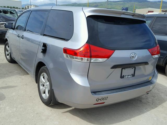 5TDZK3DC5BS067880 - 2011 TOYOTA SIENNA BAS GRAY photo 3