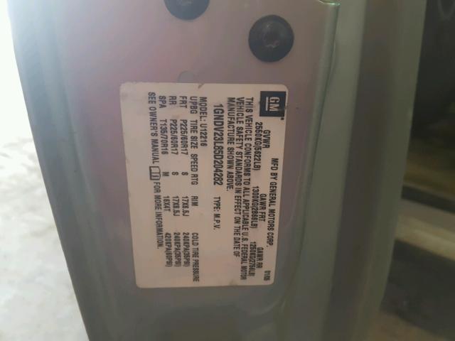 1GNDV23L85D204282 - 2005 CHEVROLET UPLANDER L 银色 照片 10