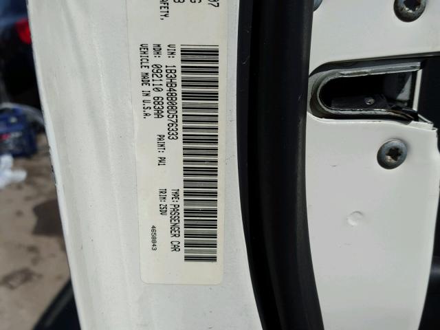 1B3HB48B08D576333 - 2008 DODGE CALIBER SX WHITE photo 10