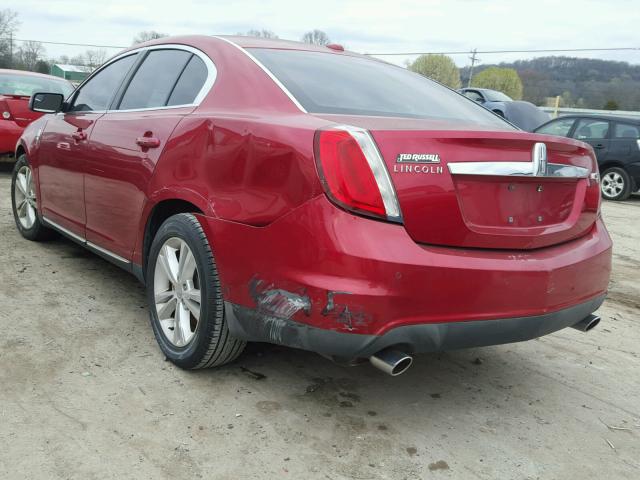 1LNHL9DR3AG609742 - 2010 LINCOLN MKS RED photo 3