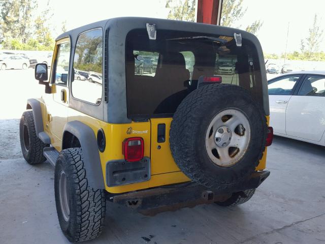 1J4FA49S33P372635 - 2003 JEEP WRANGLER / YELLOW photo 3