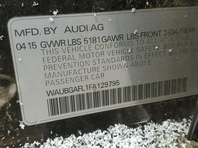 WAUBGAFL1FA129795 - 2015 AUDI S4 PREMIUM BLACK photo 10