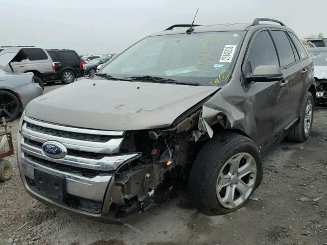 2FMDK3JCXEBB12280 - 2014 FORD EDGE SEL BROWN photo 2