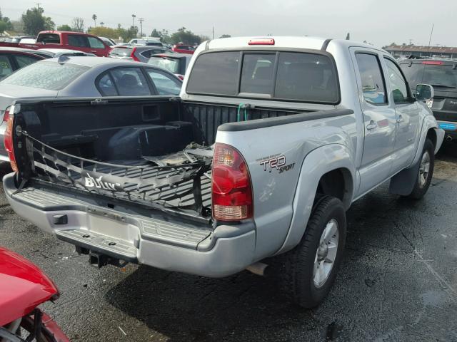 3TMJU62N58M067416 - 2008 TOYOTA TACOMA DOU SILVER photo 4