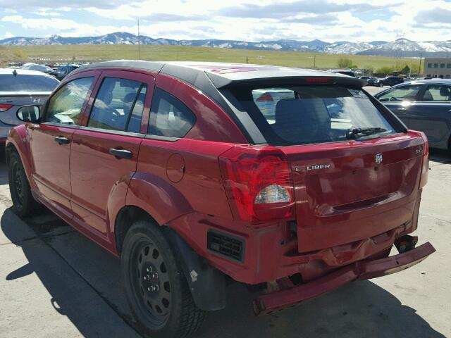 1B3HB48C37D406782 - 2007 DODGE CALIBER SX RED photo 3