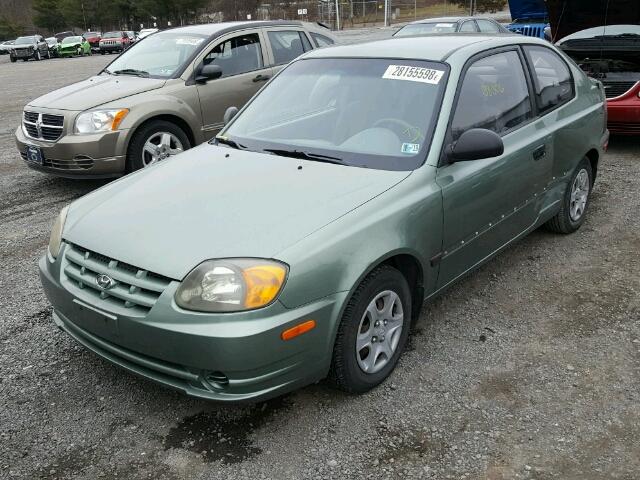 KMHCF35C83U267895 - 2003 HYUNDAI ACCENT L GREEN photo 2