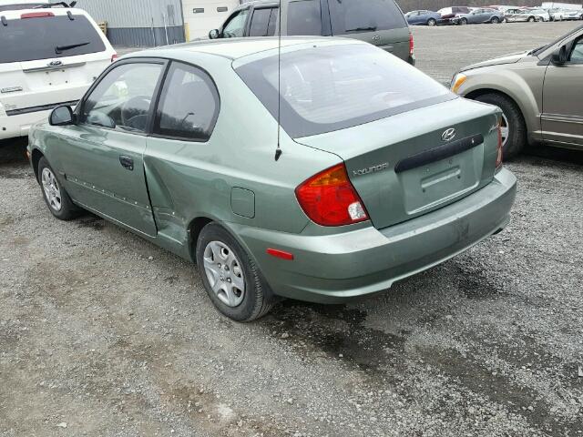 KMHCF35C83U267895 - 2003 HYUNDAI ACCENT L GREEN photo 3