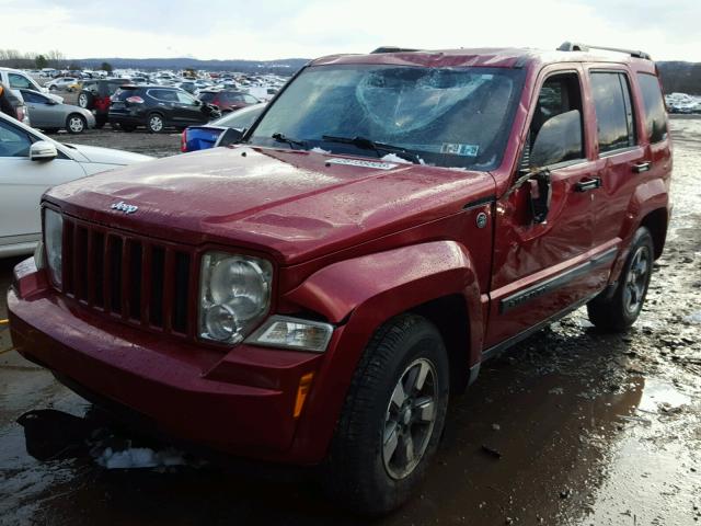 1J8GN28K88W106070 - 2008 JEEP LIBERTY SP RED photo 2