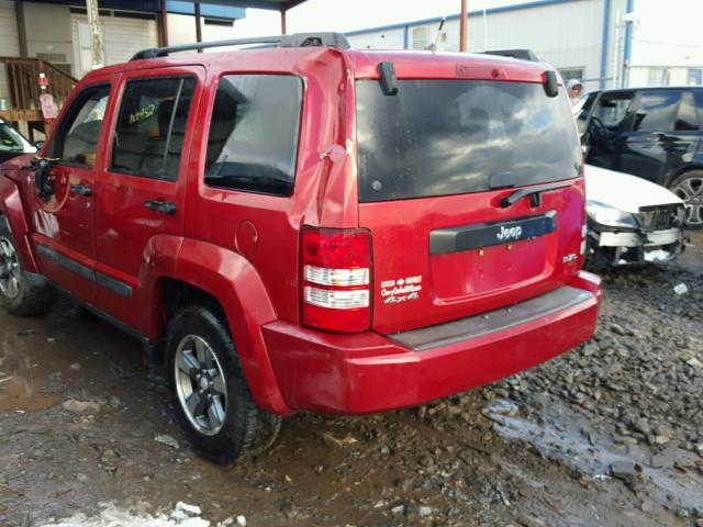 1J8GN28K88W106070 - 2008 JEEP LIBERTY SP RED photo 3