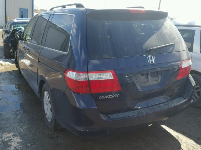 5FNRL382X7B082143 - 2007 HONDA ODYSSEY LX BLUE photo 3