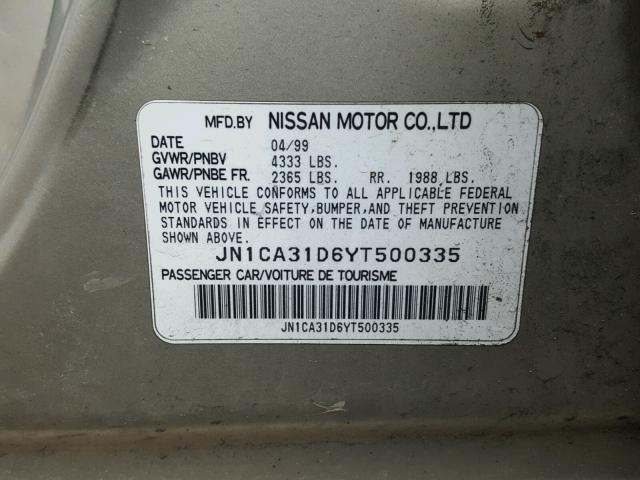 JN1CA31D6YT500335 - 2000 NISSAN MAXIMA GLE SILVER photo 10