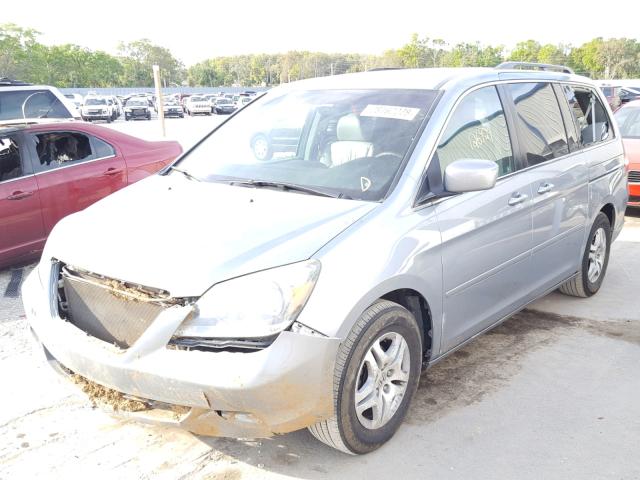 5FNRL38697B100313 - 2007 HONDA ODYSSEY EX SILVER photo 2